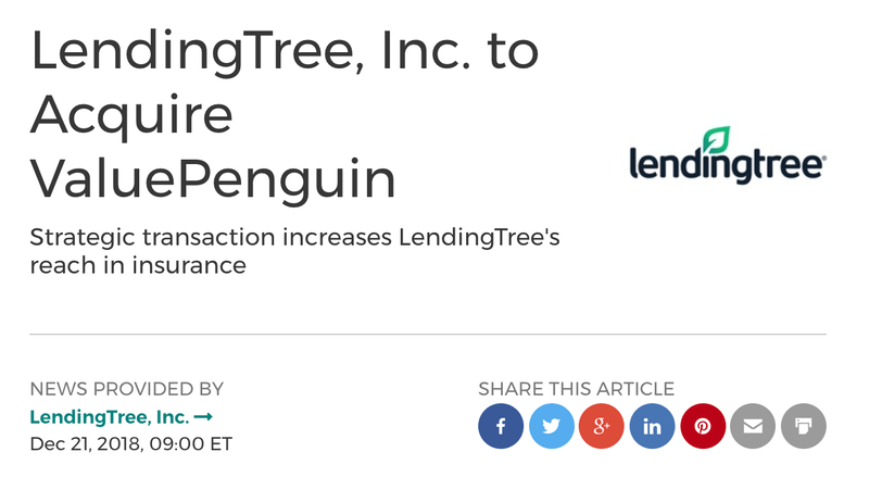 英文网站ValuePenguin被上市公司1.05亿美元收购